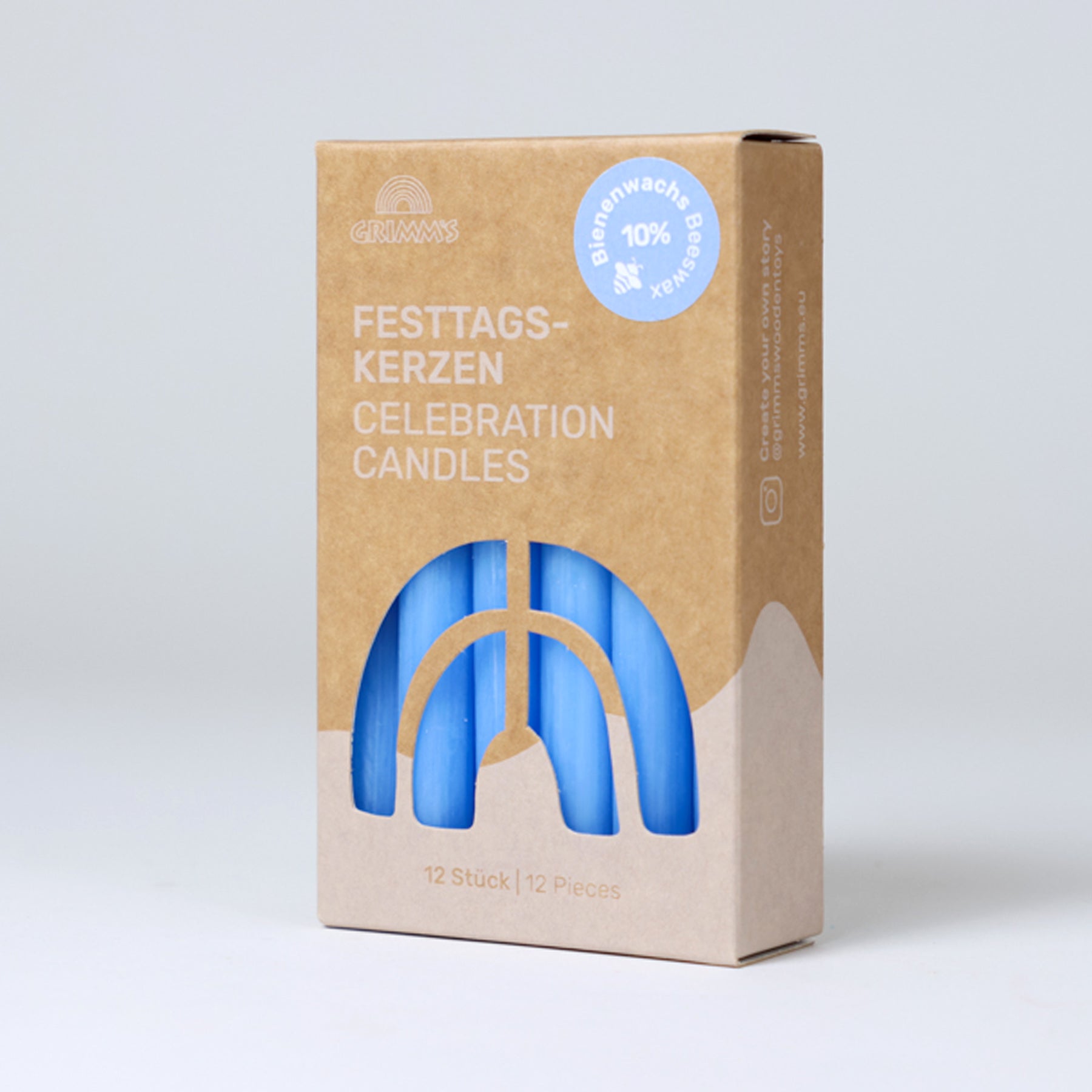 Hellblaue Bienenwachs-Kerzen (10%) VE 12 Stk.