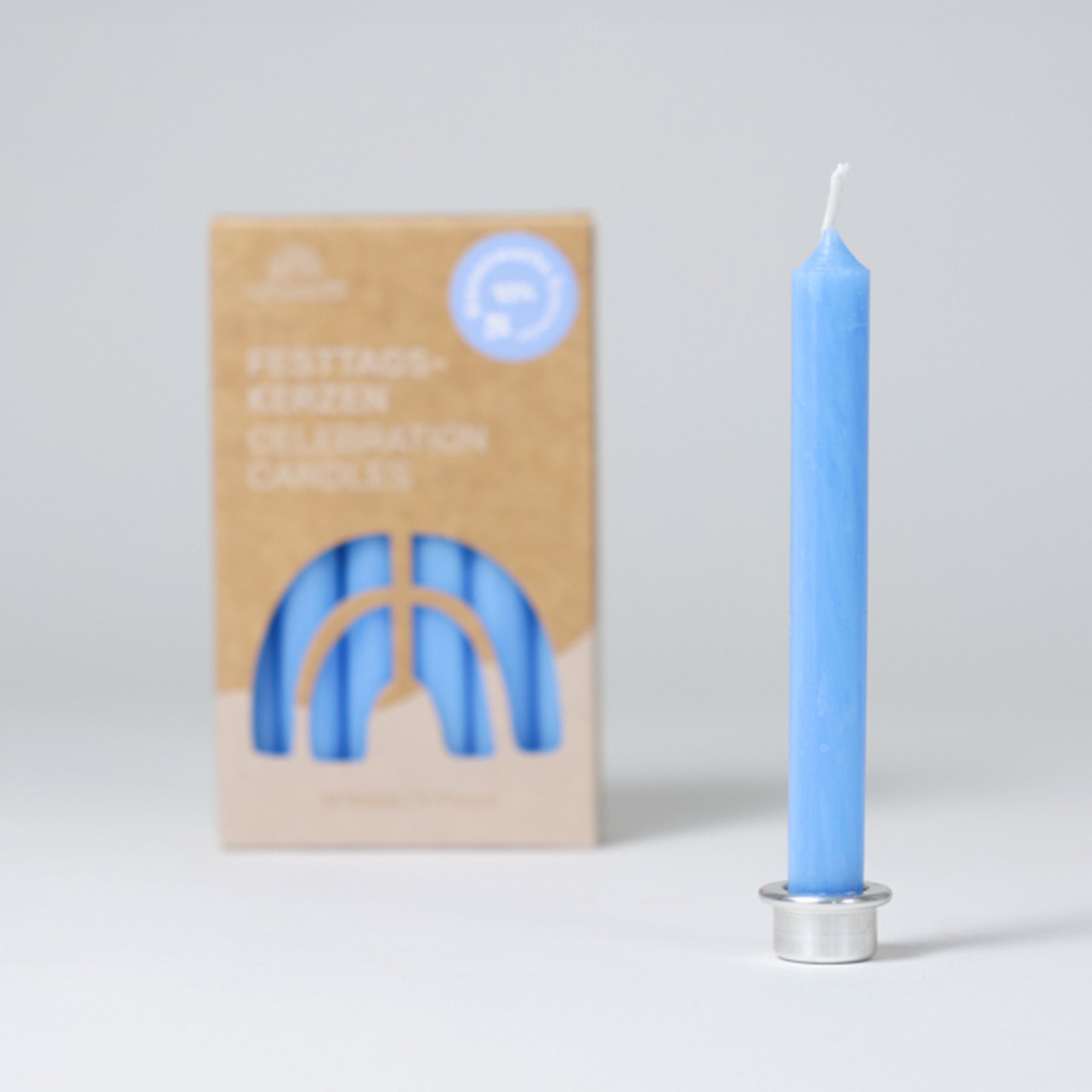 Hellblaue Bienenwachs-Kerzen (10%) VE 12 Stk.