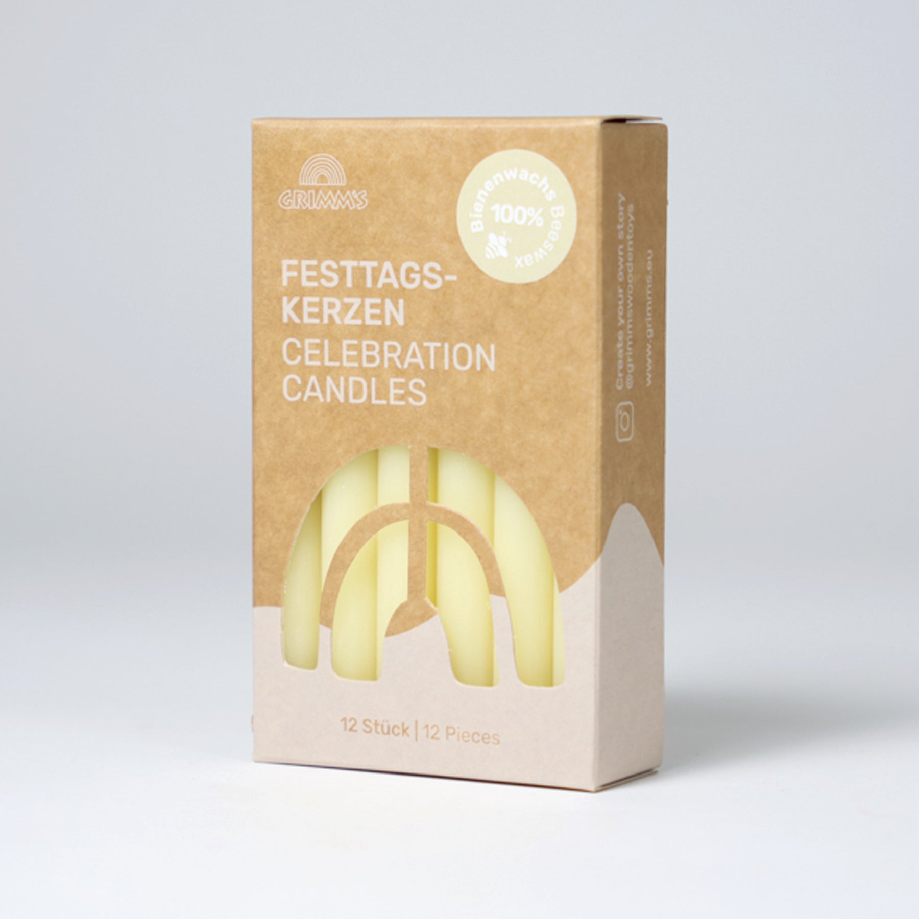 Creme Bienenwachs-Kerzen (100%) VE 12 Stk.